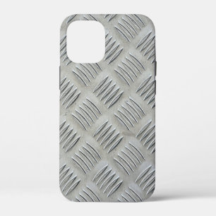 Grey Aluminium Diamond Plate Pattern iPhone 12 Mini Case