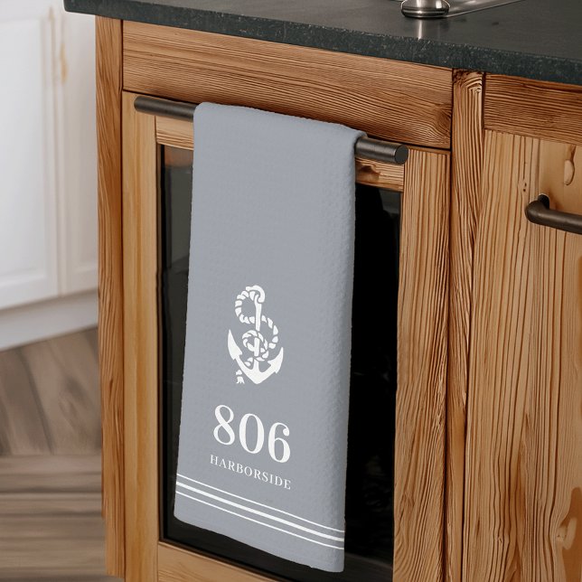 Grey |  Anchor House Number & Street Name Tea Towel (Creator Uploaded)