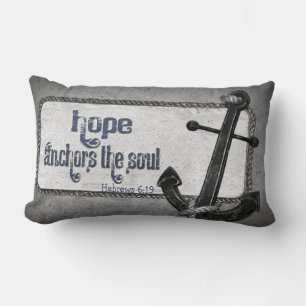 grey anchor with scripture verse lumbar cushion