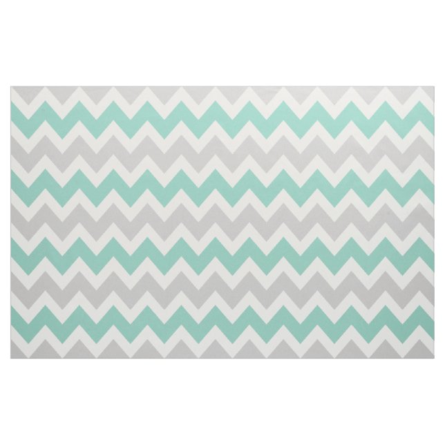 Grey and Aqua Modern Chevron Large Scale Fabric (Yard)