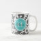 Grey and Aqua Monogrammed Damask Print