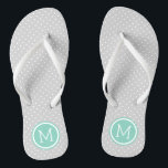 Grey and Aqua Tiny Dots Monogram Thongs<br><div class="desc">Custom printed flip flop sandals with a cute girly polka dot pattern and your custom monogram or other text in a circle frame. Click Customise It to change text fonts and colours or add your own images to create a unique one of a kind design!</div>