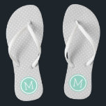 Grey and Aqua Tiny Dots Monogram Thongs<br><div class="desc">Custom printed flip flop sandals with a cute girly polka dot pattern and your custom monogram or other text in a circle frame. Click Customise It to change text fonts and colours or add your own images to create a unique one of a kind design!</div>