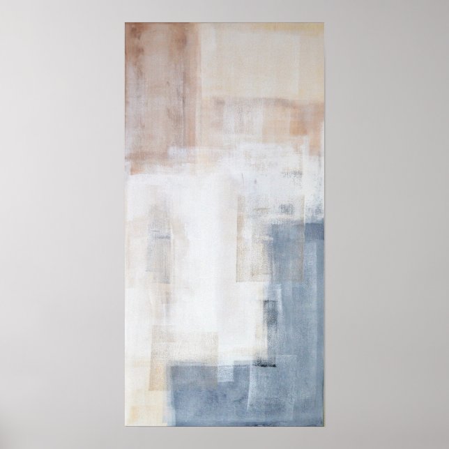 Grey and Beige Abstract Art Painting Poster (Front)