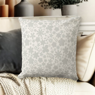 Grey And Beige Cream Coloured Floral Couch Cushion
