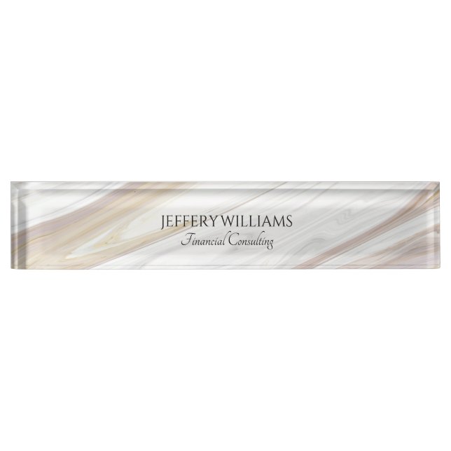 Grey and beige marble texture nameplate (Front)