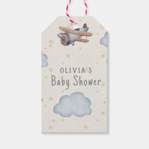Grey And Beige Watercolor Baby Shower Gift Tags