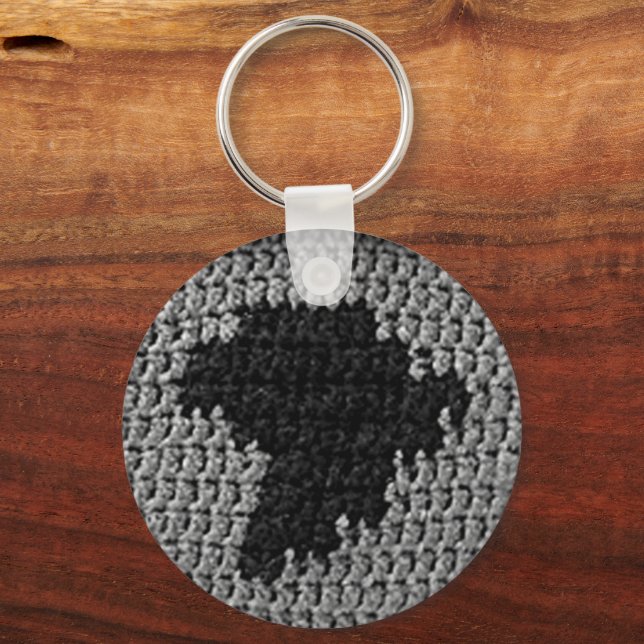 Grey and Black Africa Map Unique Crochet Print on Key Ring (Front)
