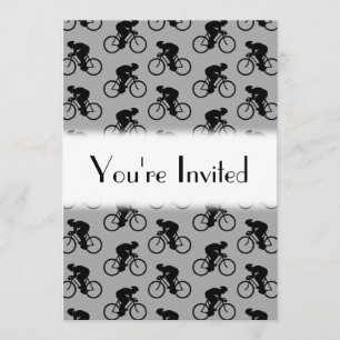 Grey and Black Bicycle Pattern. Invitation