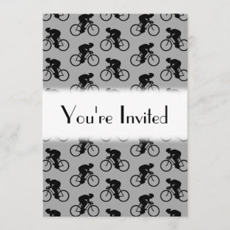 Grey and Black Bicycle Pattern. Invitation