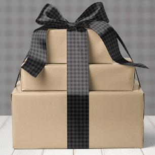 Grey And Black Buffalo Plaid Christmas Satin Ribbon