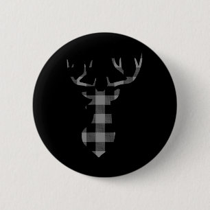 Grey And Black Buffalo Plaid Flannel Christmas Dee 6 Cm Round Badge