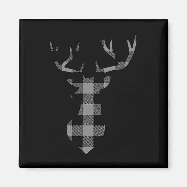 Grey And Black Buffalo Plaid Flannel Christmas Dee Magnet (Front)