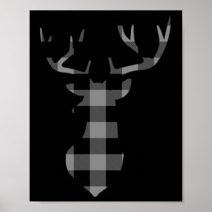 Grey And Black Buffalo Plaid Flannel Christmas Dee Poster