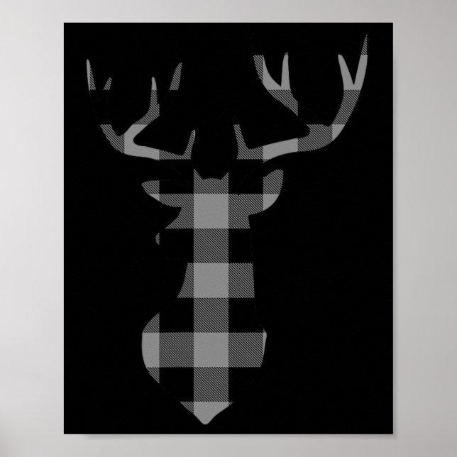 Grey And Black Buffalo Plaid Flannel Christmas Dee Poster (Front)