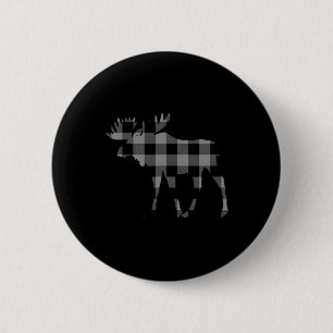 Grey And Black Buffalo Plaid Flannel Christmas Moo 6 Cm Round Badge
