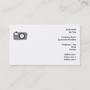 Grey and Black Camera. On White. Business Card