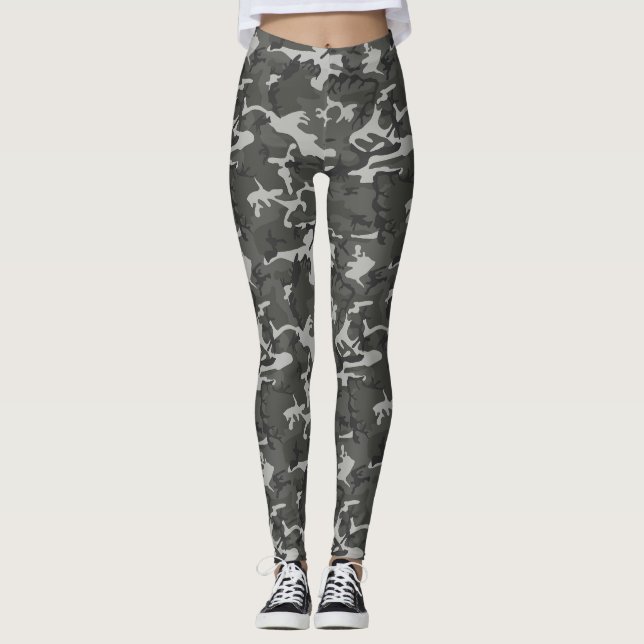 Grey and Black Camo Tights (Front)