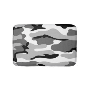 Grey And Black Camouflage Bath Mat