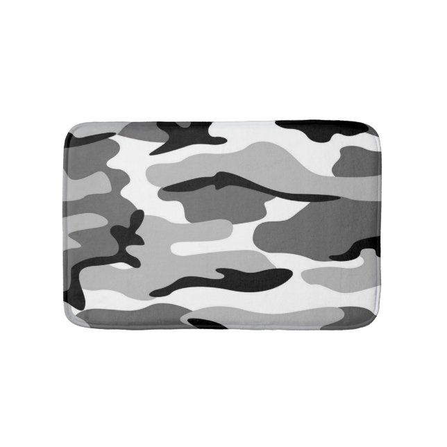 Grey And Black Camouflage Bath Mat (Front)