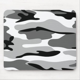 Grey And Black Camouflage Mouse Pad