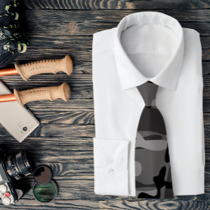 Grey and Black Camouflage Necktie