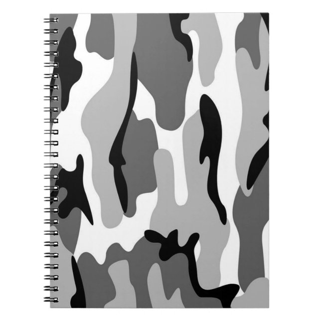Grey And Black Camouflage Spiral Notebook (Front)