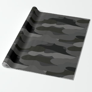 Grey and Black Camouflage Wrapping Paper