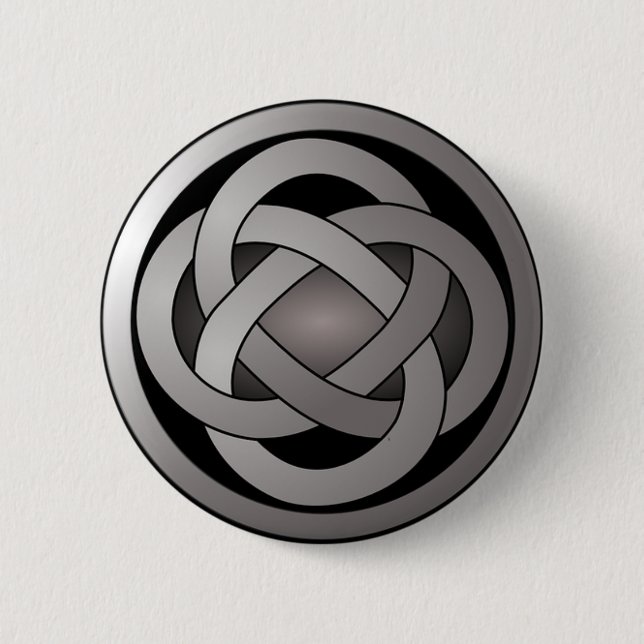 Grey and Black, Celtic Knot. 6 Cm Round Badge (Front)