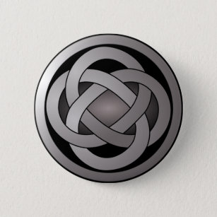Grey and Black, Celtic Knot. 6 Cm Round Badge