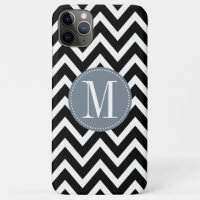 Grey and Black Chevron Custom Monogram