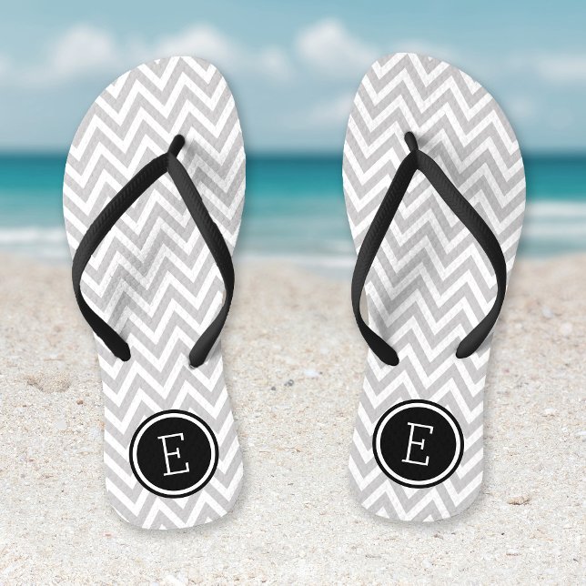 Grey and Black Chevron Monogram Thongs (Creator Uploaded)