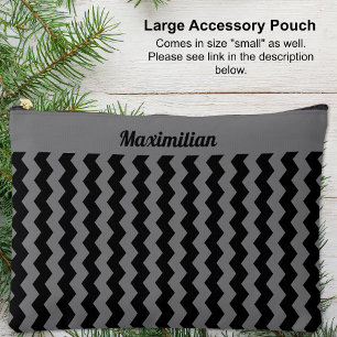 Grey and Black Chevrons - LARGE Accessory Pouch