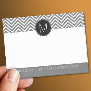 Grey and Black Chevrons with Custom Monogram Post-it Notes