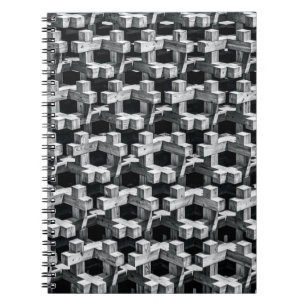 Grey and black cross notebook