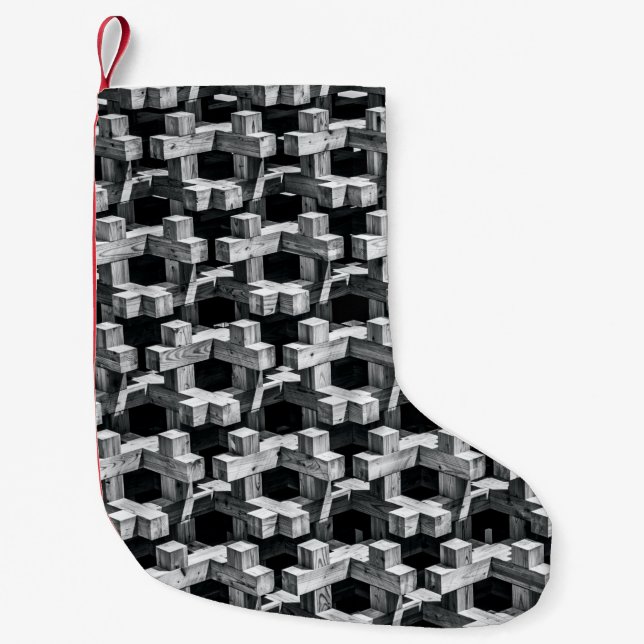 Grey and black cross small christmas stocking (Front)