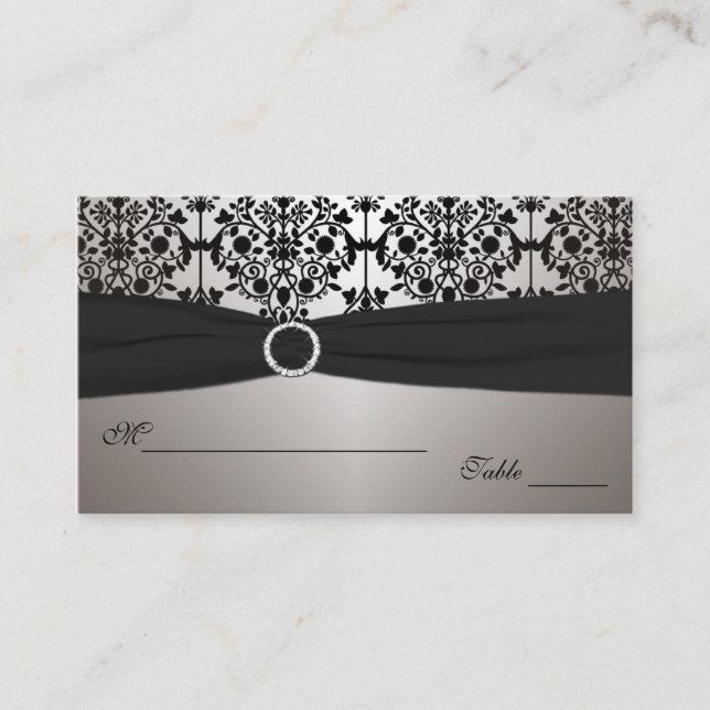 Grey and Black Damask Placecards (Front)