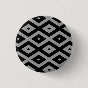 Grey and black diamond pattern 3 cm round badge