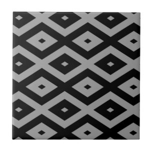 Grey and black diamond pattern ceramic tile