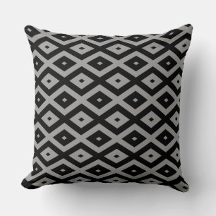 Grey and black diamond pattern cushion