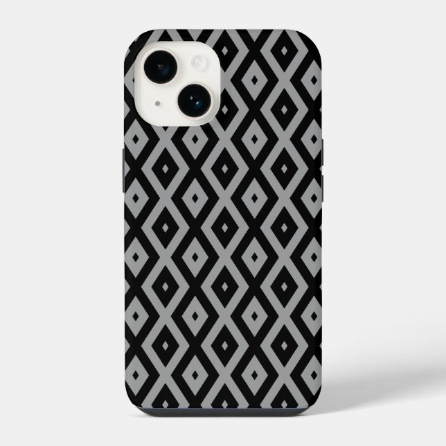 Grey and black diamond pattern iPhone case (Back)