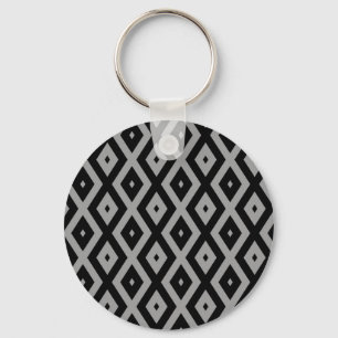 Grey and black diamond pattern key ring