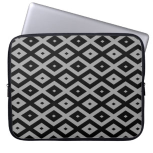 Grey and black diamond pattern laptop sleeve