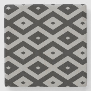 Grey and black diamond pattern stone coaster