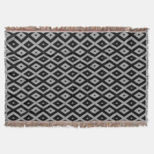 Grey and black diamond pattern throw blanket