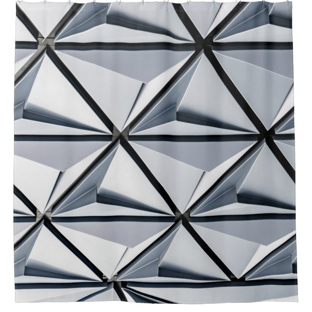 Grey and black digital wallpaper shower curtain (Front)