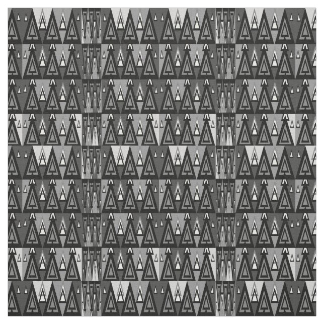 Grey And Black Geometrical Triangle Pattern, Fabric (Swatch)