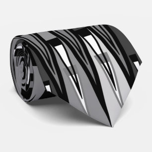 Grey And Black Geometrical Triangles Design, Tie