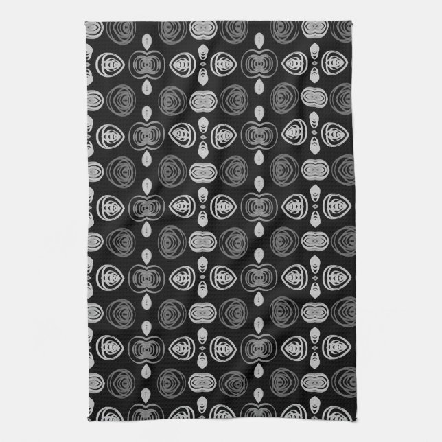 Grey And Black Hand Tea Towel (Vertical)