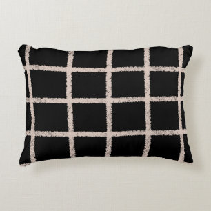 Grey And Black Handdrawn Grid Decorative Cushion